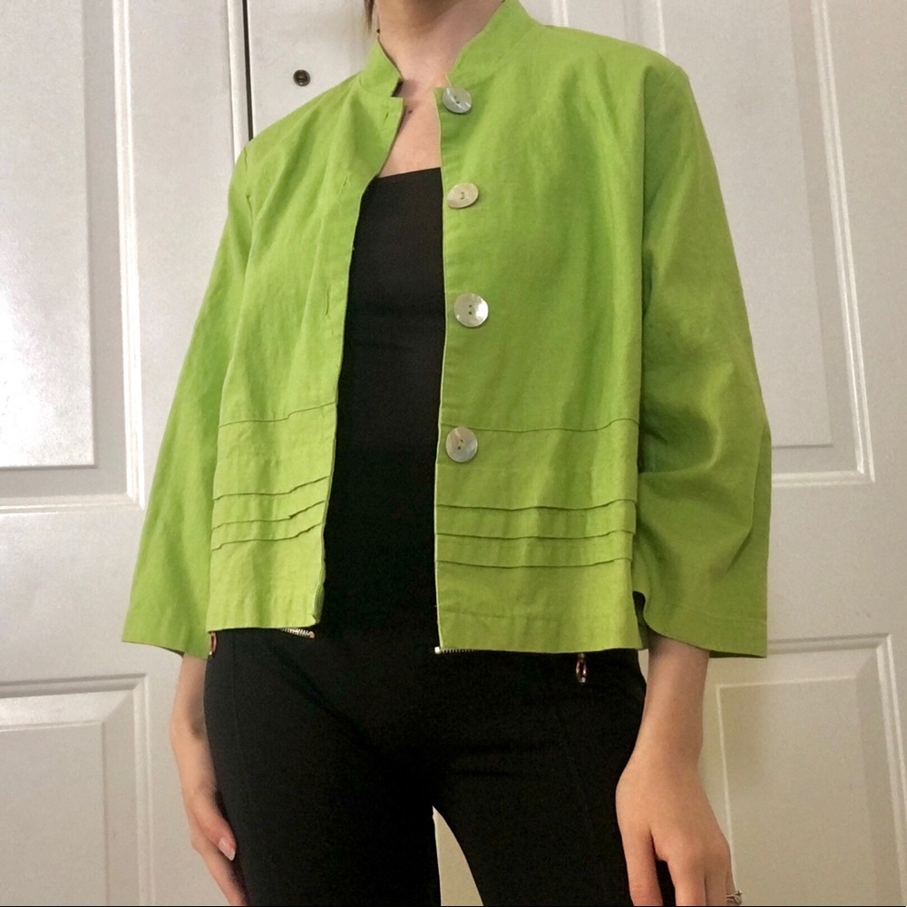 Linen Green Crop Jacket